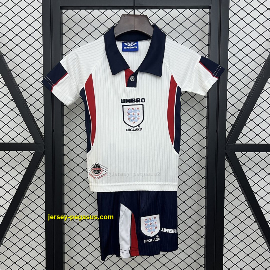 1998 England Home Retro Kid Kits Youth Apparels Soccer