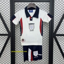 1998 England Home Retro Kid Kits Youth Apparels Soccer