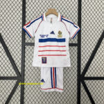 1998 France Away Retro Kid Kits Youth Apparels Sport