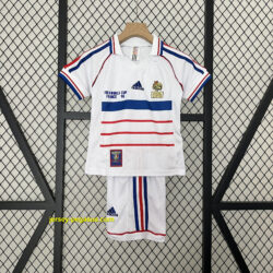 1998 France Away Retro Kid Kits Youth Apparels Sport