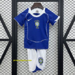 2004 Brazil Away Retro Kid Kits Youth Apparels Soccer