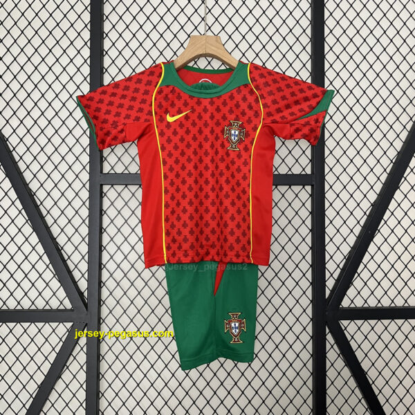 2004 Portugal Home Retro Kid Kits Youth Apparels