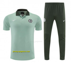Chelsea Light Green Polo Training Shirt + Long Pants Tracksuit