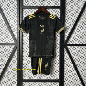 2025 Mexico Gold Black Kid Kits Youth Apparels