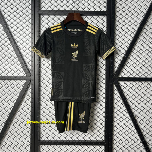 2025 Mexico Gold Black Kid Kits Youth Apparels