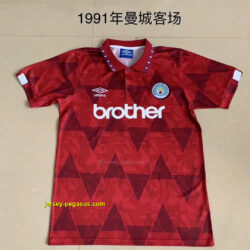 1991 Manchester City away red