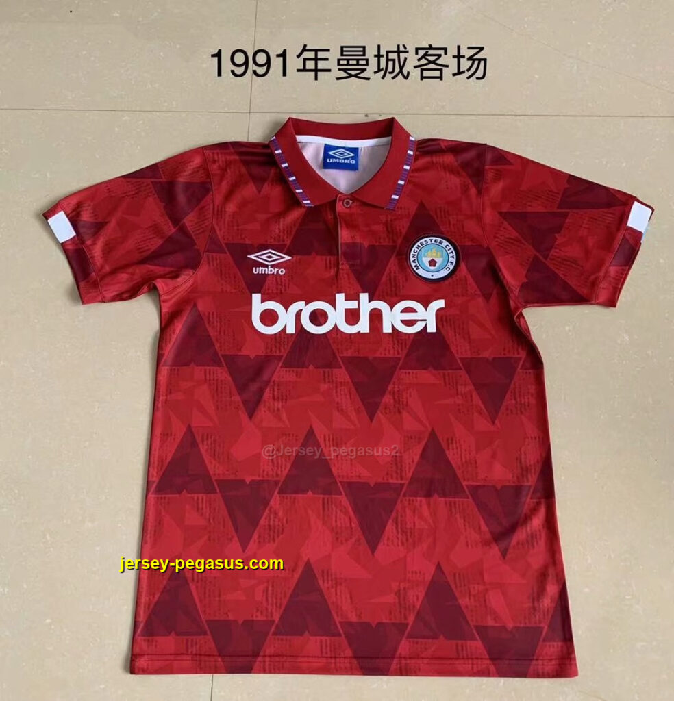 1991 Manchester City away red