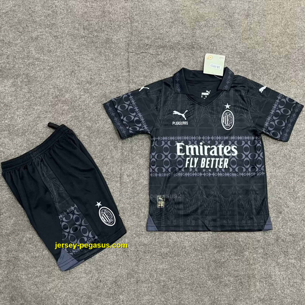 AC Milan Fouth Kid Kits Black Youth Apparels