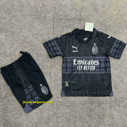 AC Milan Fouth Kid Kits Black Youth Apparels
