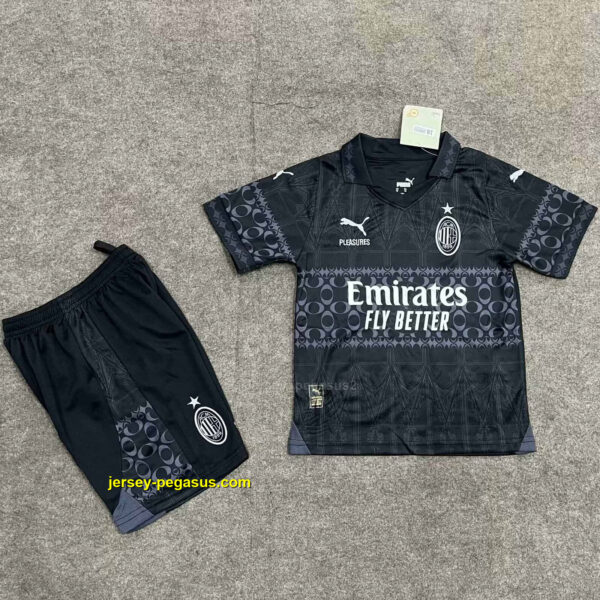 AC Milan Fouth Kid Kits Black Youth Apparels