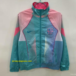 FC Barcelona Teal & Pink Training Windbreaker with Geometric Pattern