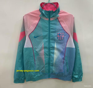 FC Barcelona Teal & Pink Training Windbreaker with Geometric Pattern