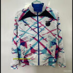 FC Barcelona White with Pink & Teal Splash Pattern Windbreaker