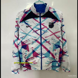 FC Barcelona White with Pink & Teal Splash Pattern Windbreaker