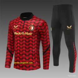 Feyenoord Red Black Camouflage Half Zipper Jacket+Long Pants