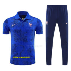 France Blue Polo Training Shirt + Long Pants Tracksuit