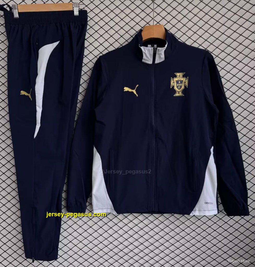 2026 Portugal Navy Full Zipper Windbreaker + Long Pants 2026 Portugal Navy Full Zipper Windbreaker + Long Pants