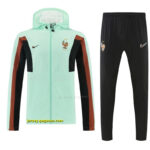 France Light Green Full Zipper Hooded Jacket Tracksuit + Long Pants