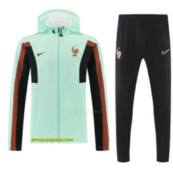 France Light Green Full Zipper Hooded Jacket Tracksuit + Long Pants