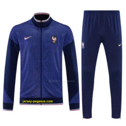 France Navy Blue Full Zipper Jacket Tracksuit + Long Pants