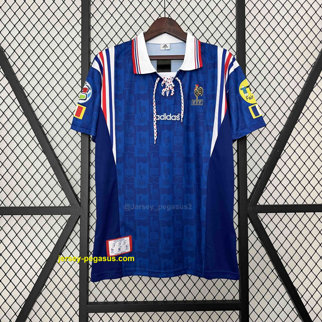 1996 France Home Retro Kit Football Uniform