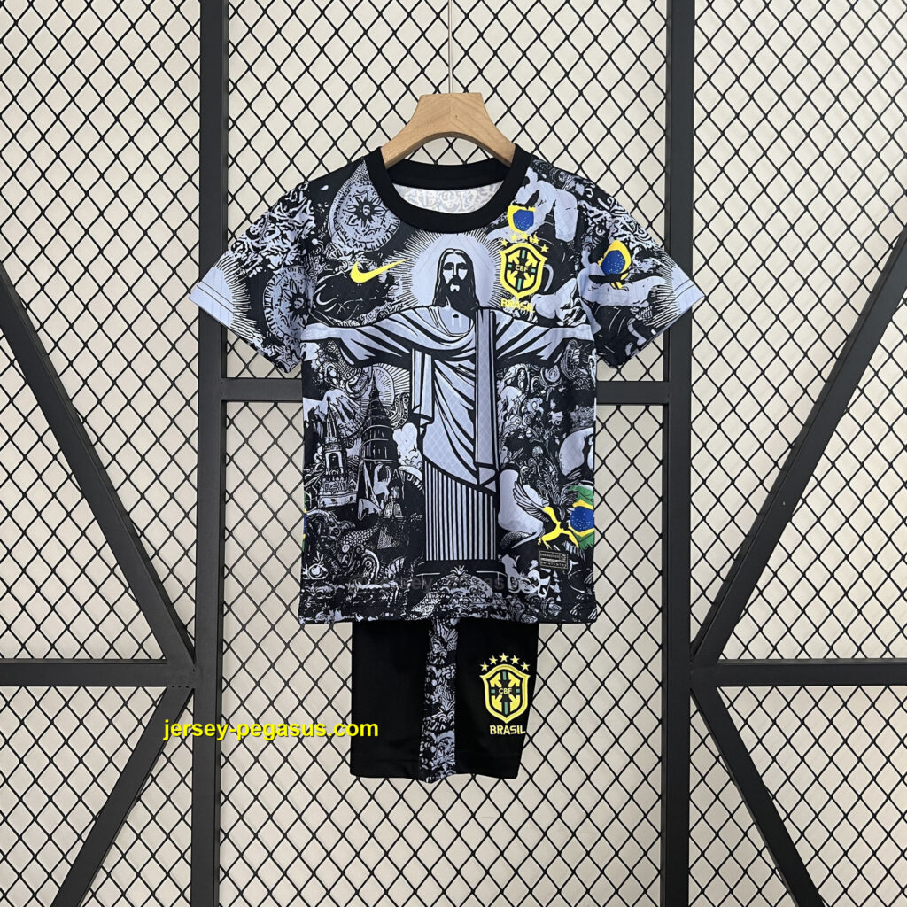 Brazil Gray Jesus Special Kid Kits Youth Apparels