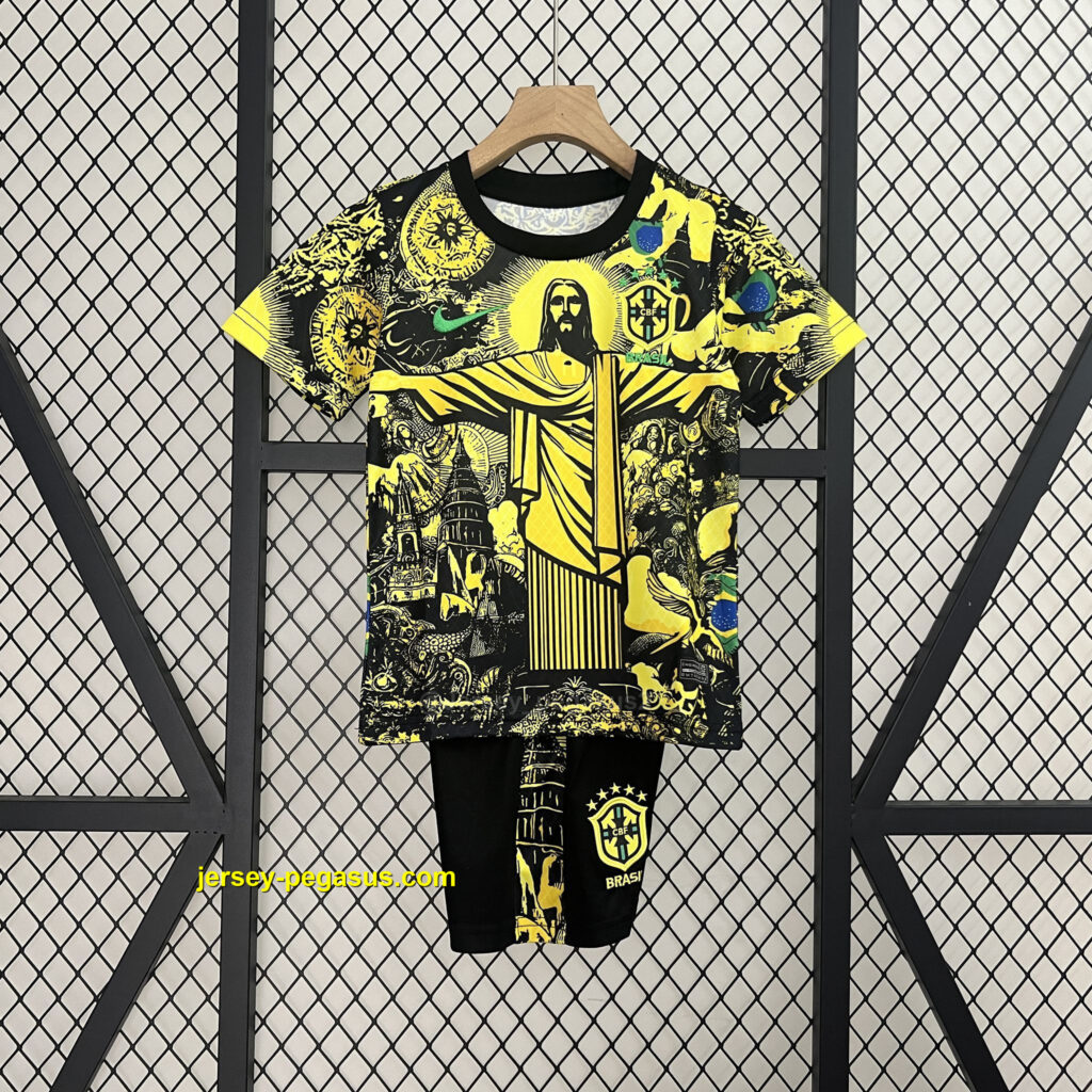 Brazil Jesus Yellow Special Kid Kits Youth Apparels