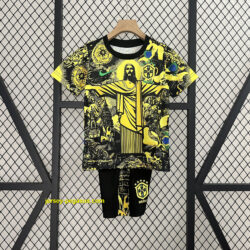Brazil Jesus Yellow Special Kid Kits Youth Apparels