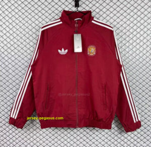 2026 Spain Burgundy Red Full Zipper Windbreaker