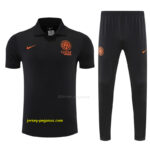 Inter Milan Black Polo Training Shirt + Long Pants Tracksuit