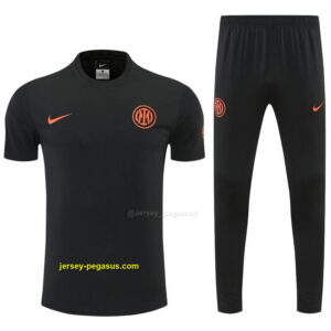Inter Milan Black Short Sleeve Tracksuit + Long Pants
