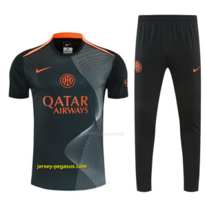 Inter Milan Dark Green with Fluid Wave Short Sleeve Tracksuit + Long Pants