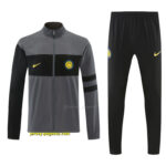Inter Milan Grey & Black Full Zipper Jacket Tracksuit + Long Pants