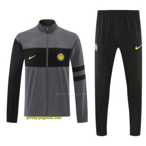 Inter Milan Grey & Black Full Zipper Jacket Tracksuit + Long Pants