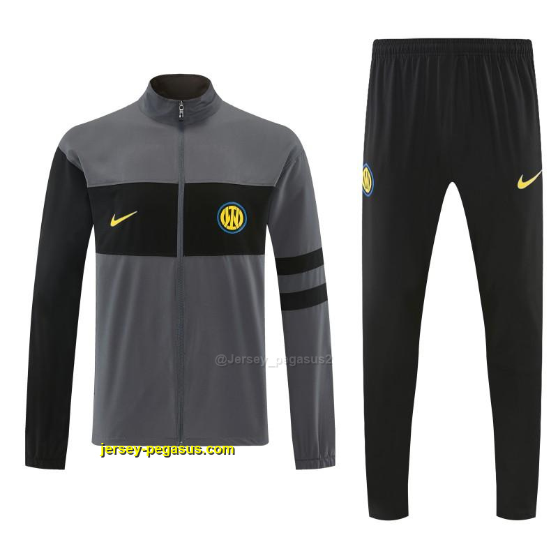 Inter Milan Grey & Black Full Zipper Jacket Tracksuit + Long Pants Inter Milan Grey & Black Full Zipper Jacket Tracksuit + Long Pants
