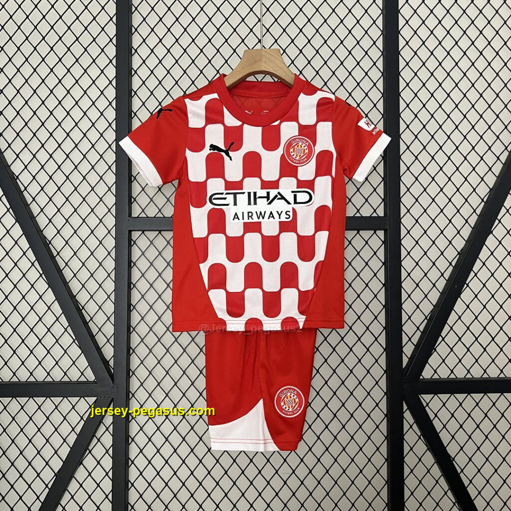 Girona Home Kid Kits Youth Apparels Football