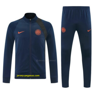 Inter Milan Navy Blue & Black Full Zipper Jacket Tracksuit + Long Pants