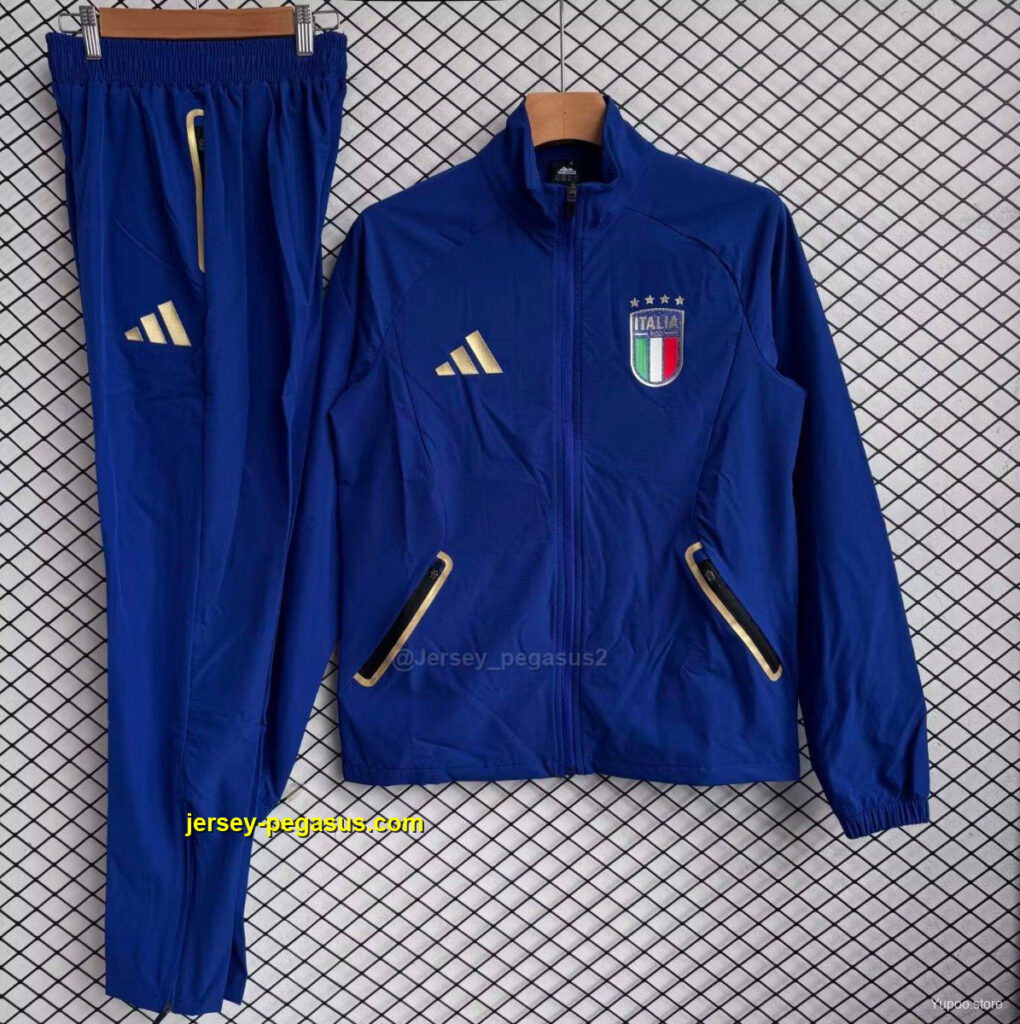 Italy Blue Full zipper Jacket Tracksuit+ long pants