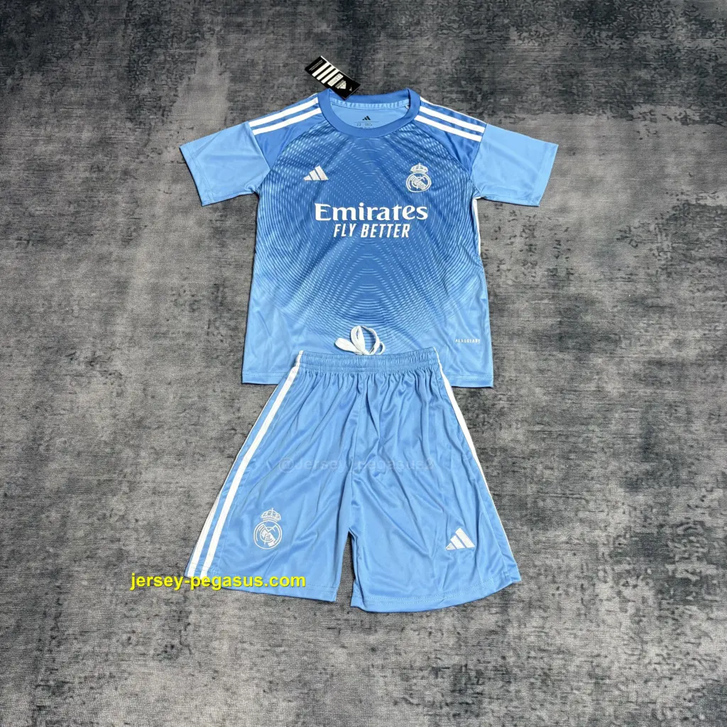 Kids' 2025-26 Real Madrid Blue Goalkeeper Jersey,
