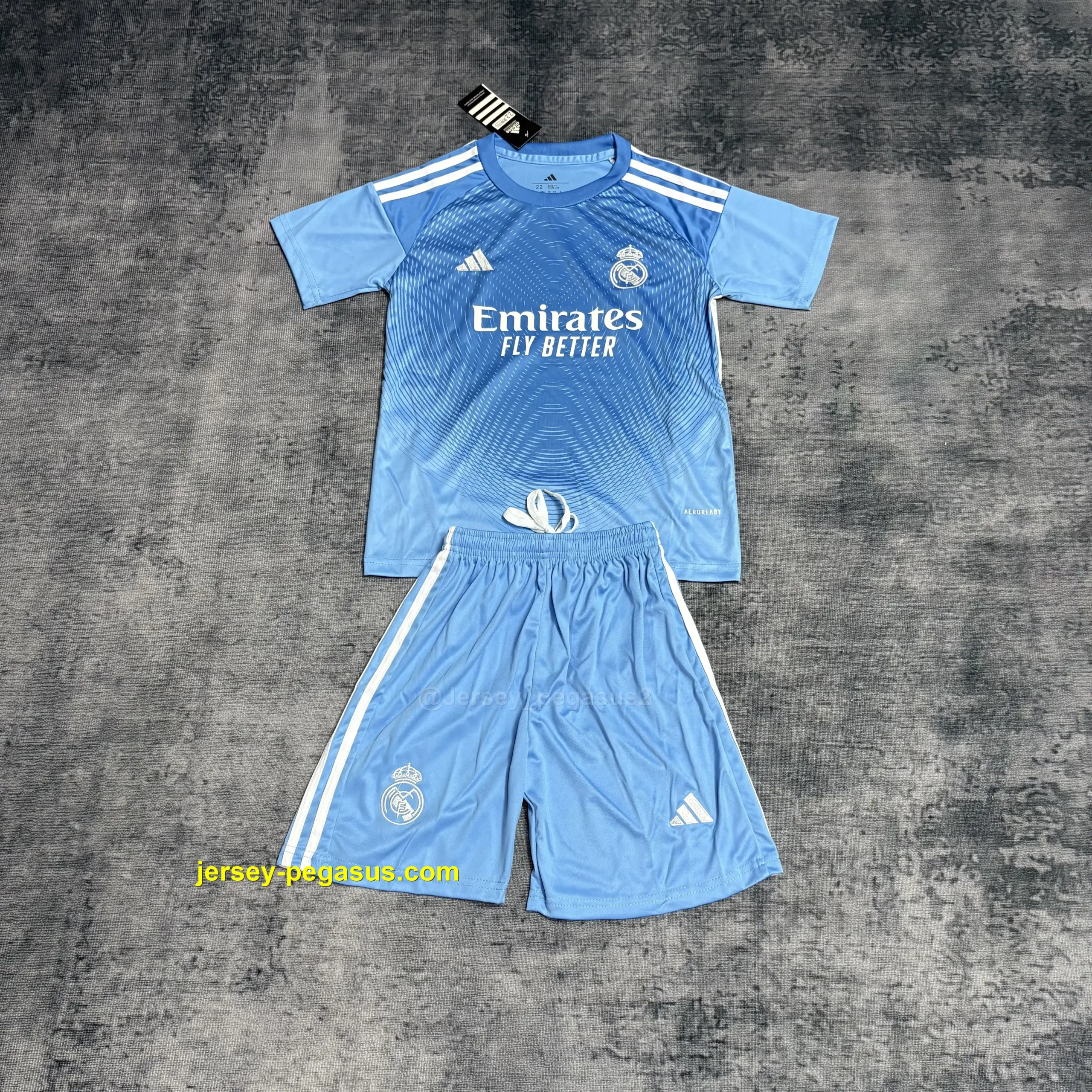 Kids' 2025-26 Real Madrid Blue Goalkeeper Jersey, Kids' 2025-26 Real Madrid Blue Goalkeeper Jersey,