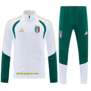 Italy White & Green Full Zipper Jacket Tracksuit + Long Pants