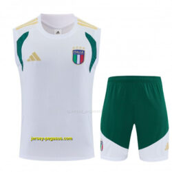 Italy White Sleeveless Training Vest +Shorts Set