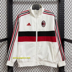 AC Milan White Red Black Striped Full Zipper Windbreaker