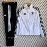 Juventus White with Black Full zipper Jacket Tracksuit+ long pants