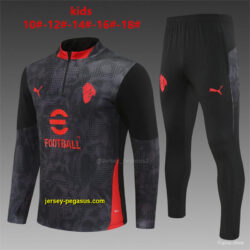 Kids AC Milan Black Camouflage Half Zipper Jacket+Long Pants