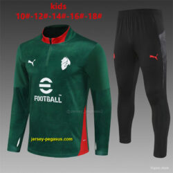 Kids AC Milan Green Camouflage Half Zipper Jacket+Long Pants