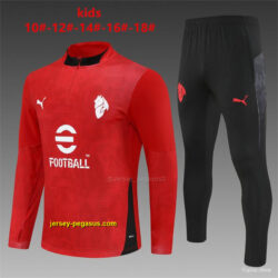 Kids AC Milan Red Camouflage Half Zipper Jacket+Long Pants
