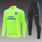 Kids Atlético Madrid Third Fluorescent Green Half Zipper Jacket Tracksuit + Long