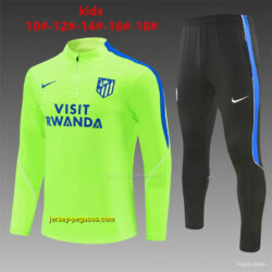 Kids Atlético Madrid Third Fluorescent Green Half Zipper Jacket Tracksuit + Long