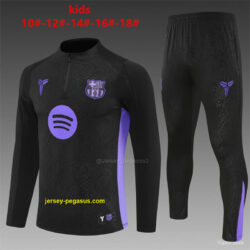 Kids Barcelona Black Joint Edition Half Zipper Jacket+Long Pants